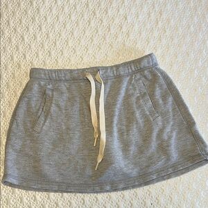 Aerie Gray Mini Skirt with Cream Drawstring